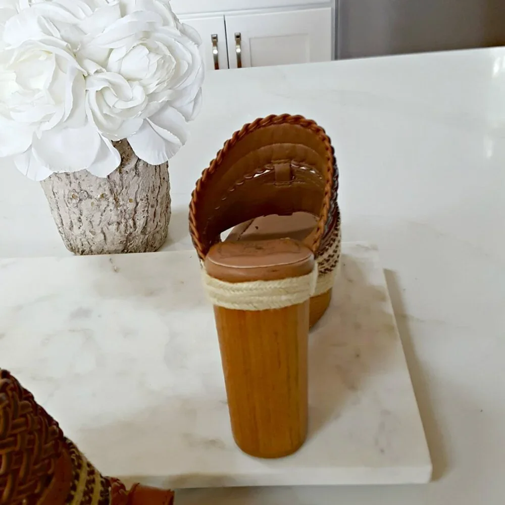 Lucky Brand Brown Woven Platform Sandals